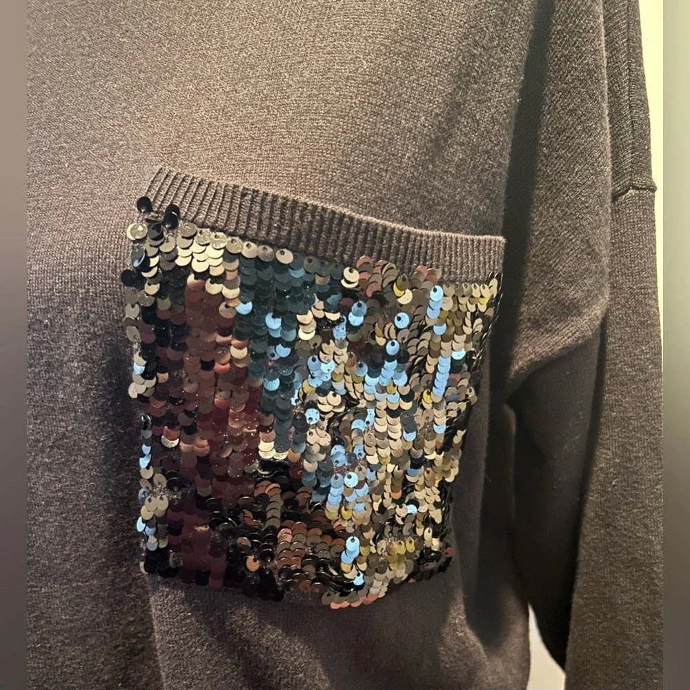 DKNY Sequin Pocket Turtleneck Sweater S